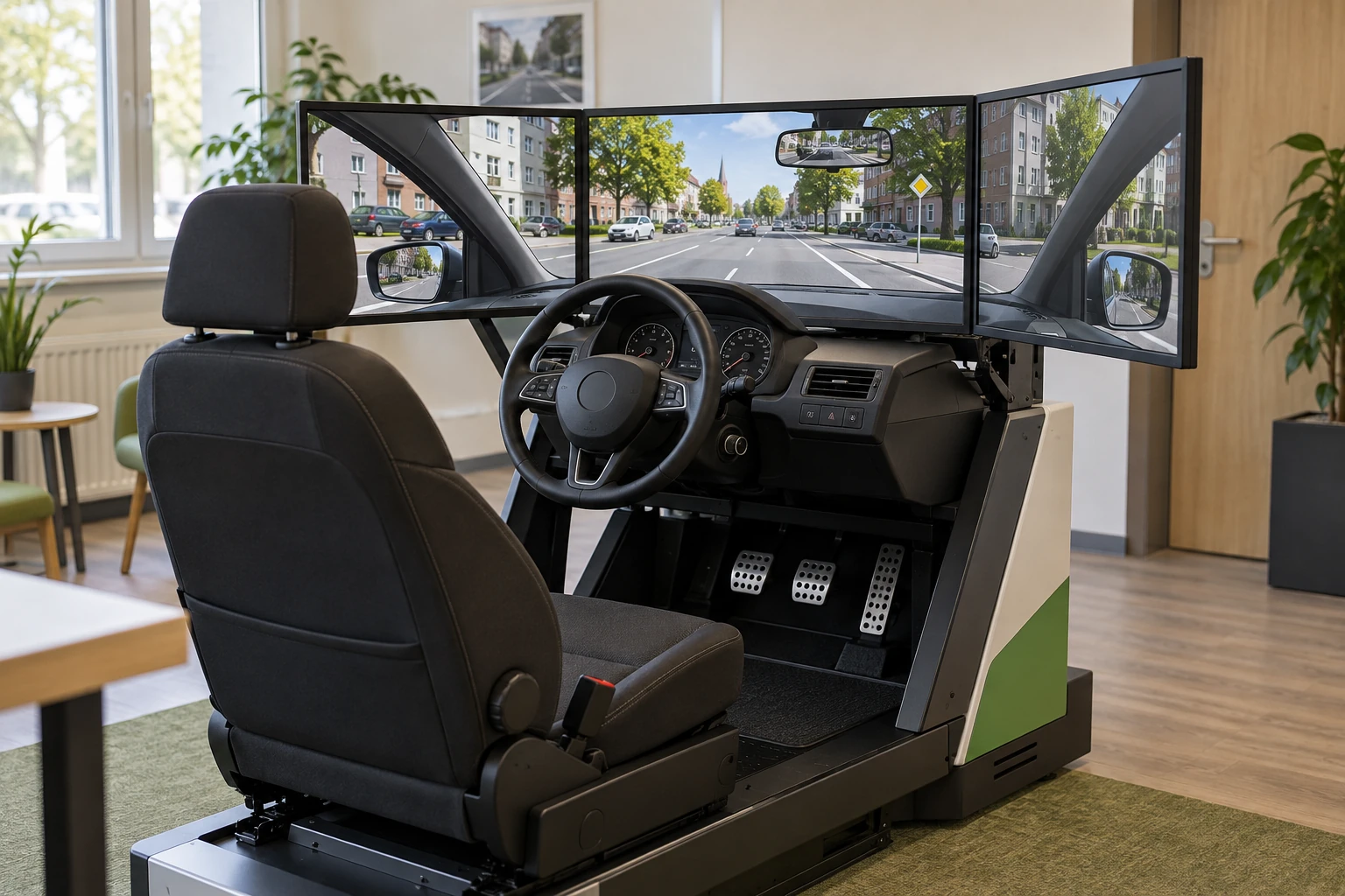 Fahrsimulator – KI-Visualisierung; Originalfoto von Leon folgt